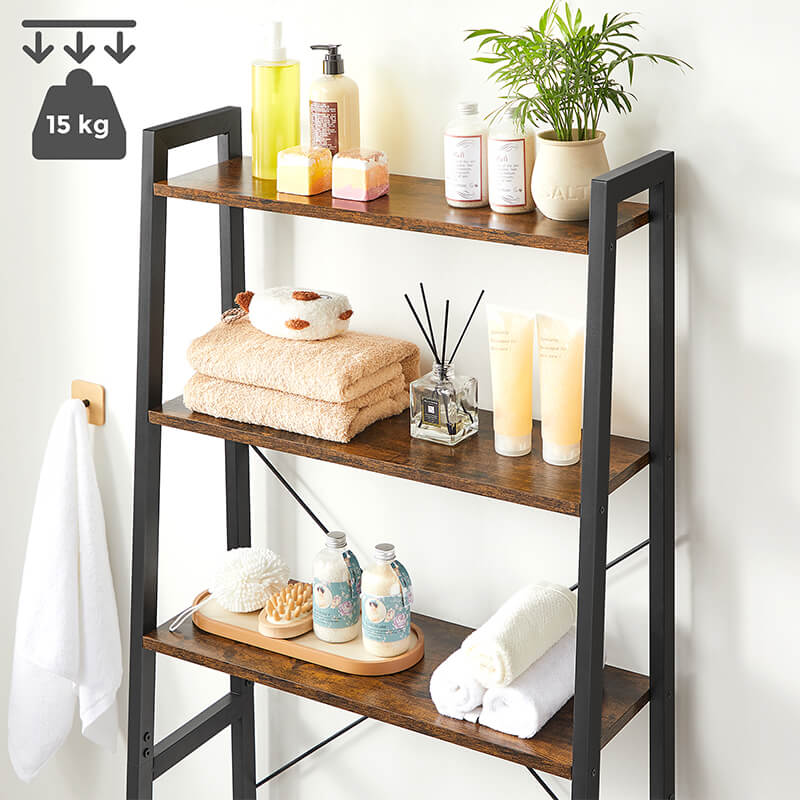 VASAGLE 3-Tier over the toilet storage Bathroom Storage Shelf Organizer  Rustic Brown and Black