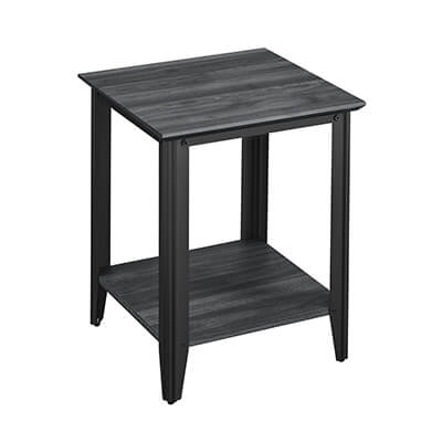 Gray Side Table with Shelf LET801