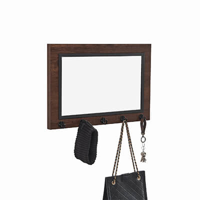 Wall-Mounted Mirror with Hooks LWM802