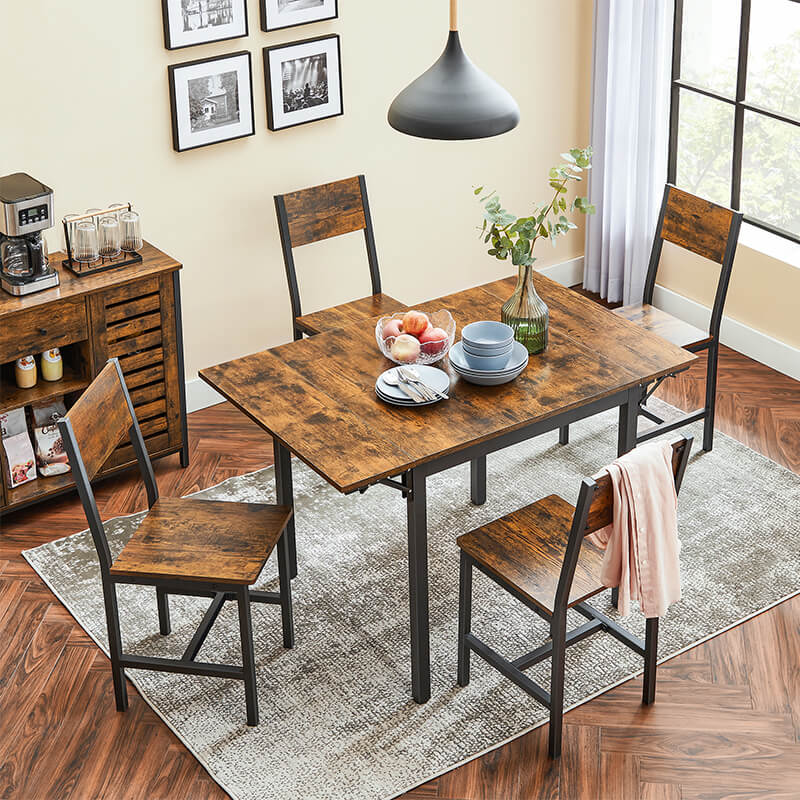  VASAGLE Dining Table Set, Bar Table with 2 Dining Benches,  Kitchen Table Counter with Chairs, Industrial for Kitchen, Living Room,  Party Room, Rustic Brown and Black UKDT070B01, 27.6 x 43.3