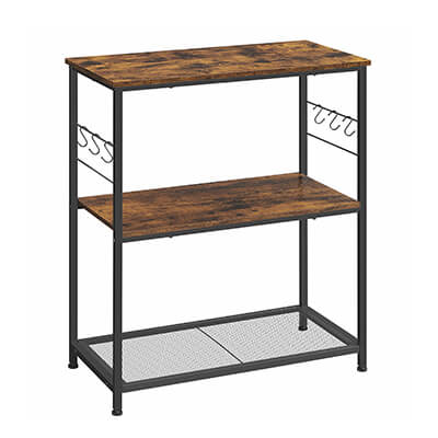 Industrial Kitchen Island with Hooks