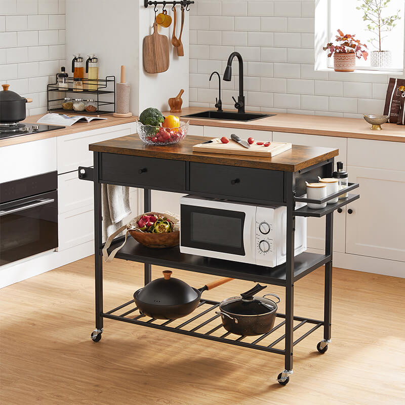 Clearance Sale! Industrial Kitchen Island with Casters, Drawer and