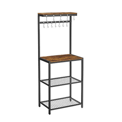 VASAGLE ALINRU Kitchen Cart, Food Storage Shelf with Metal Mesh Basket,  Bottle Holder and Storage Shelves, 15.7 x 31.5 x 34.1 Inches, Industrial  Style, Rustic B…