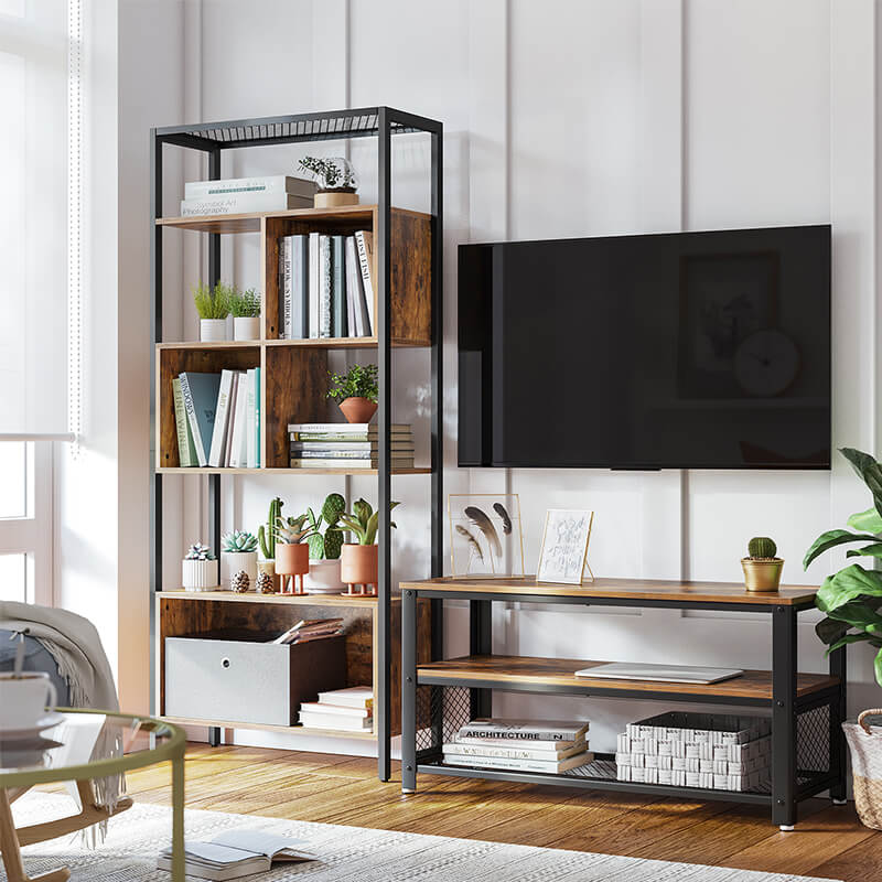 Storage Bookcase with Metal Frame