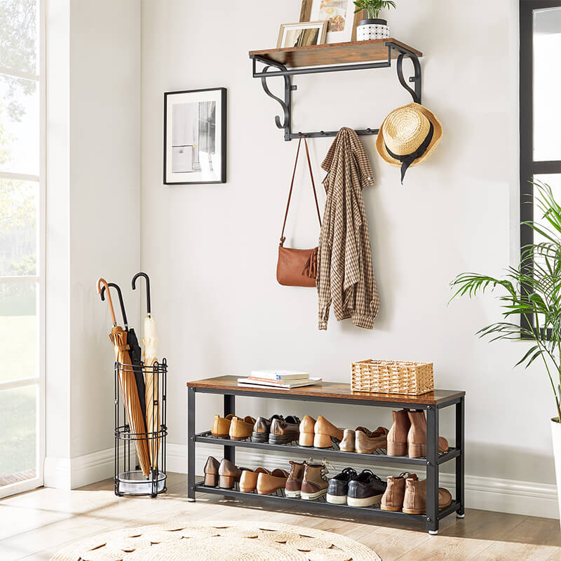 Shoe Bench with Shelves