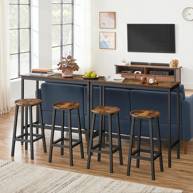 VASAGLE High Top Bar Table, Rustic Brown+Black