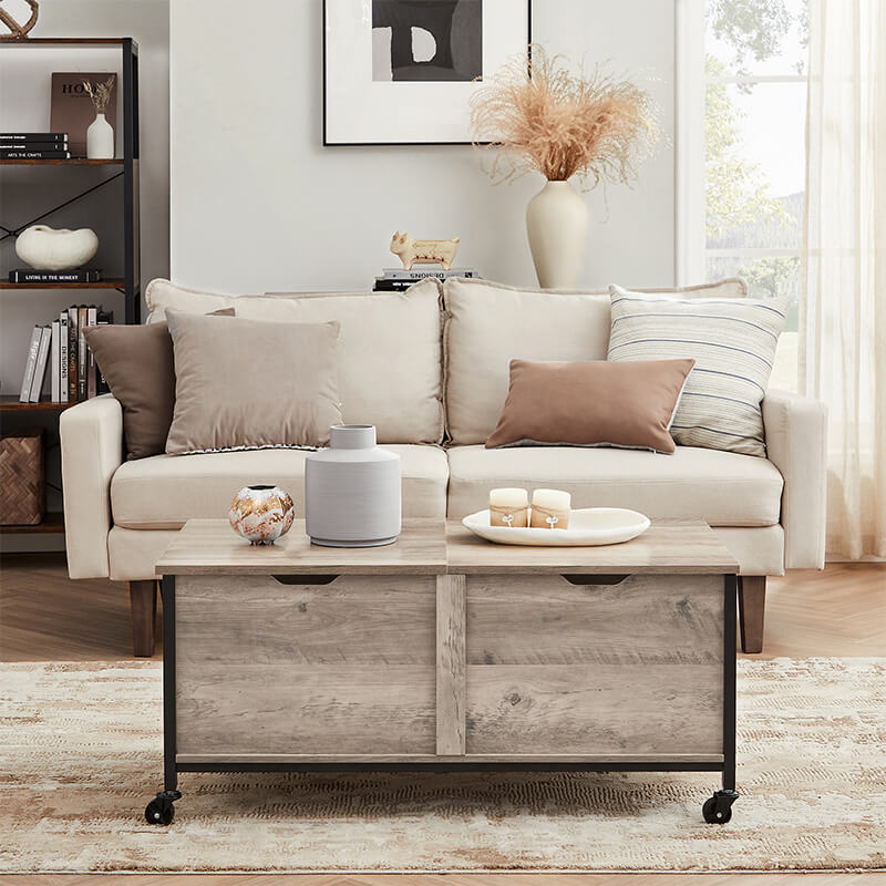 Coffee Table on Wheels with Flip Top