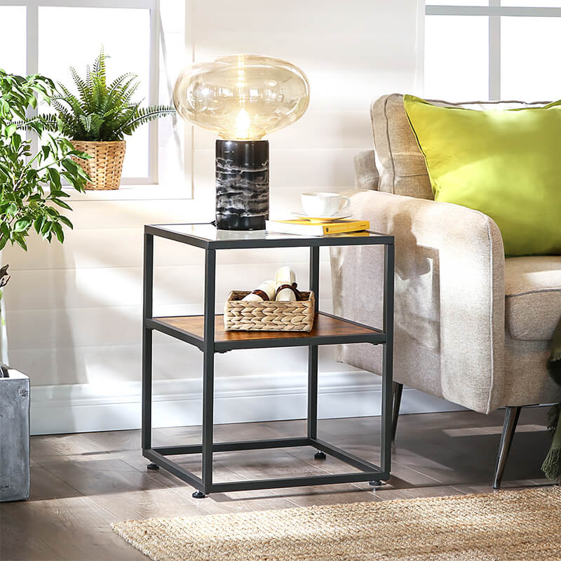 Side Table with Glass Top