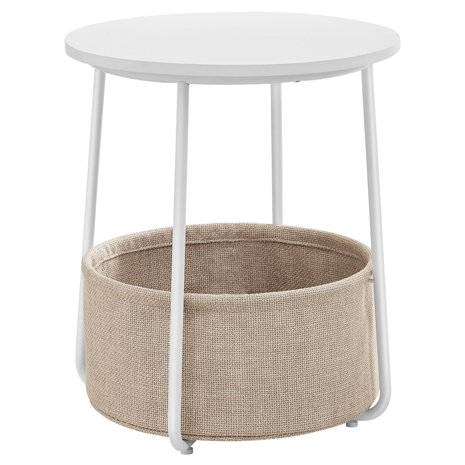 Round Side Table with Storage Basket