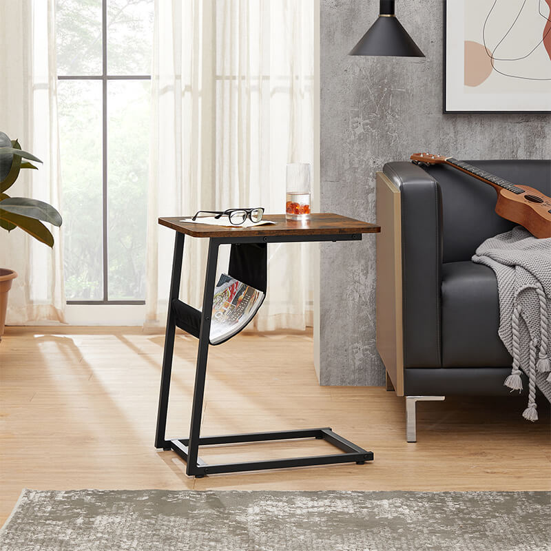 C-Shaped Side Table with Pocket
