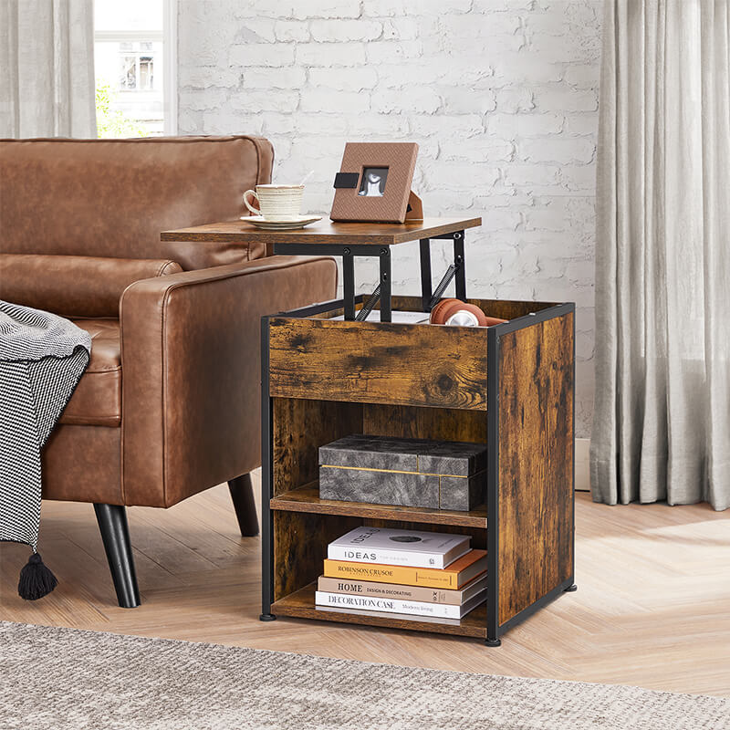 End Table with Lifting Top Casters