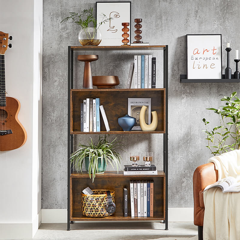 Industrial Bookshelf with Storage Compartment