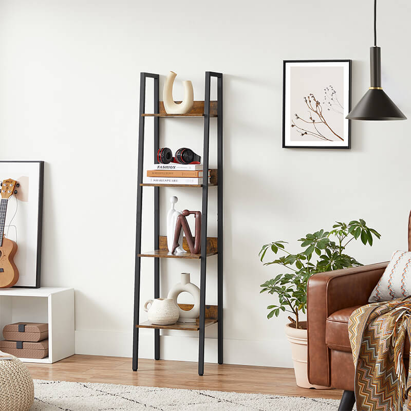 Industrial Narrow 4-Tier Ladder Shelf