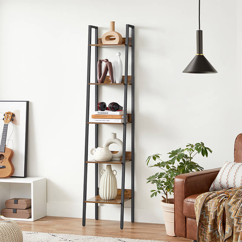 Industrial 5-Tier Narrow Ladder Shelf