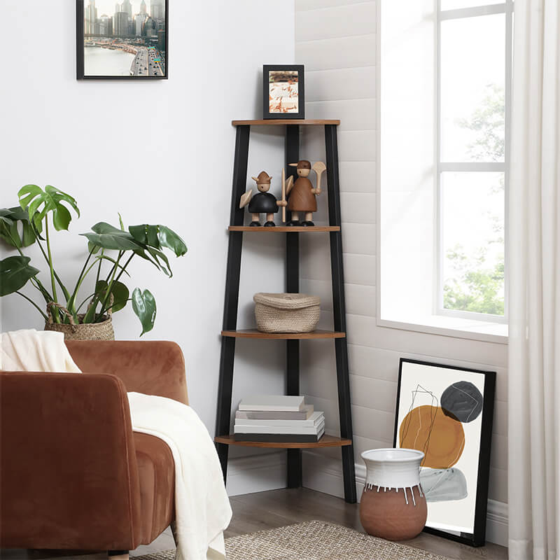 VASAGLE Corner Shelf, 5 Tier Corner Bookshelf, Tall Corner Storage Shelves