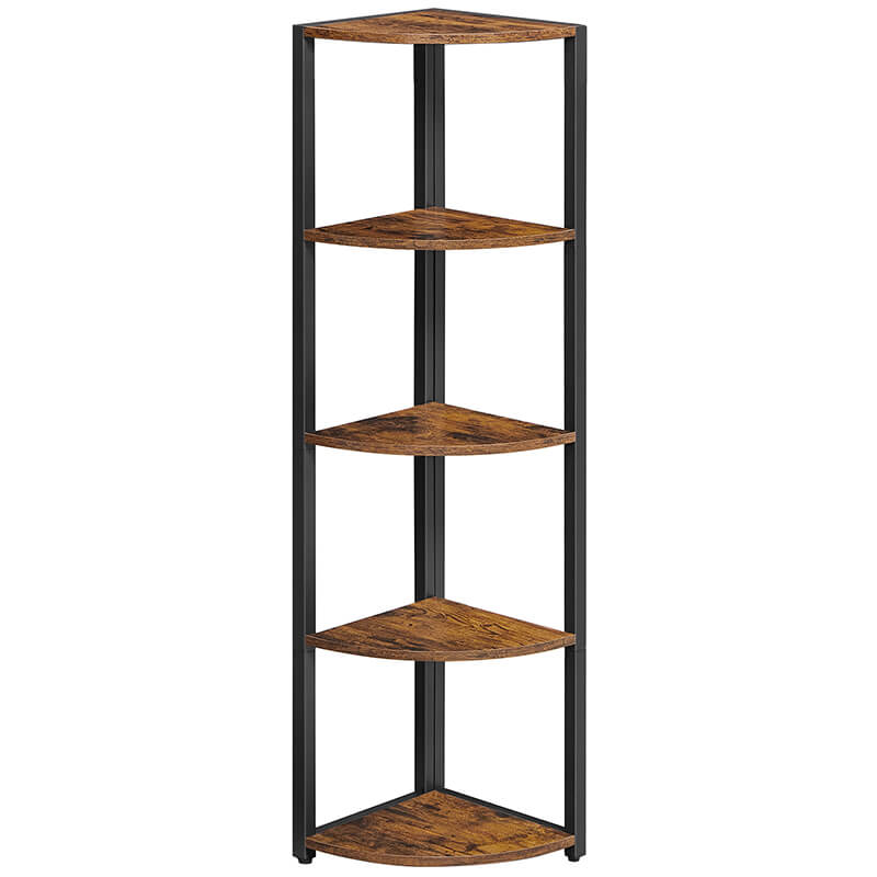 Brown Industrial 5 Tier Corner Shelf, Corner Storage Rack Indoor