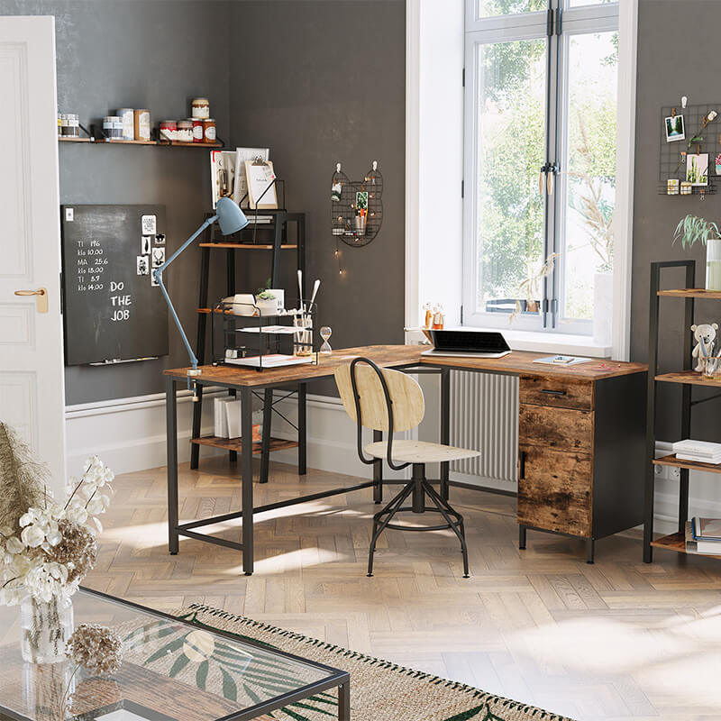 Corner Desk with File Cabinet