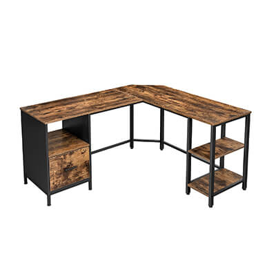 L-shaped Desk with Shelves