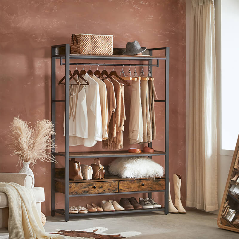 Industrial Open Closet with Drawers