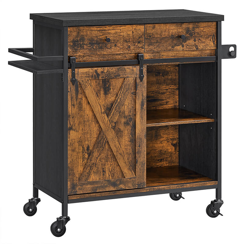 Clearance Sale! Industrial Kitchen Island with Casters, Drawer and