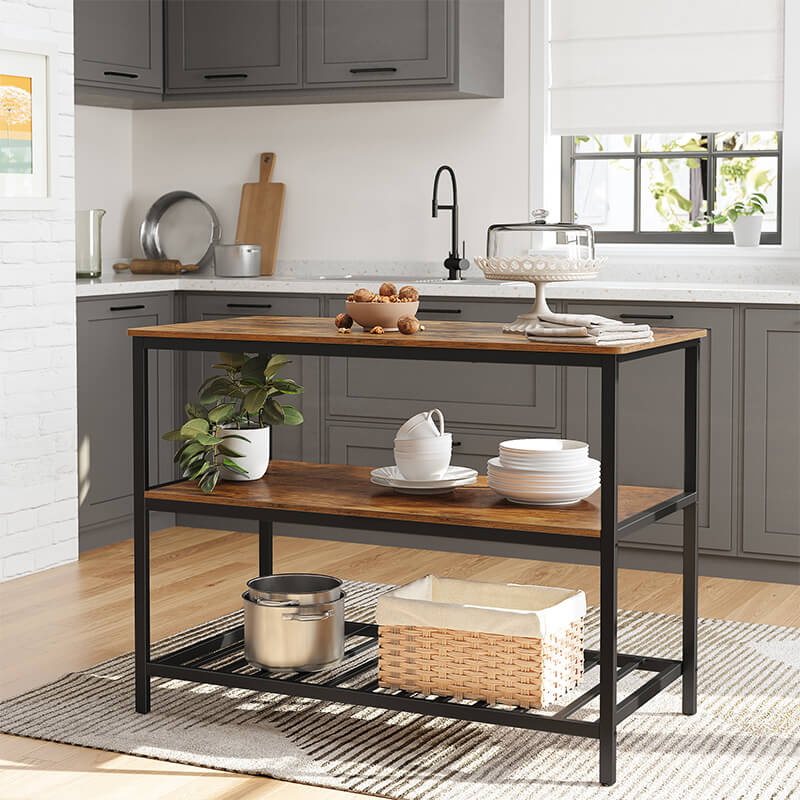 Kitchen Island with Open Shelves