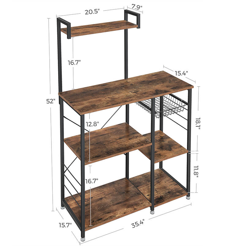 VASAGLE ALINRU Kitchen Baker’s Rack with Steel Frame, Greige