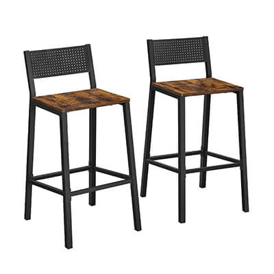 Set of 2 Bar Chairs with Backrest