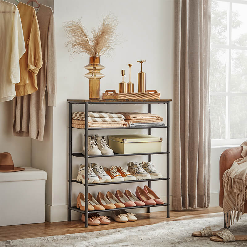 Shoe Rack with 4 Fabric Shelves