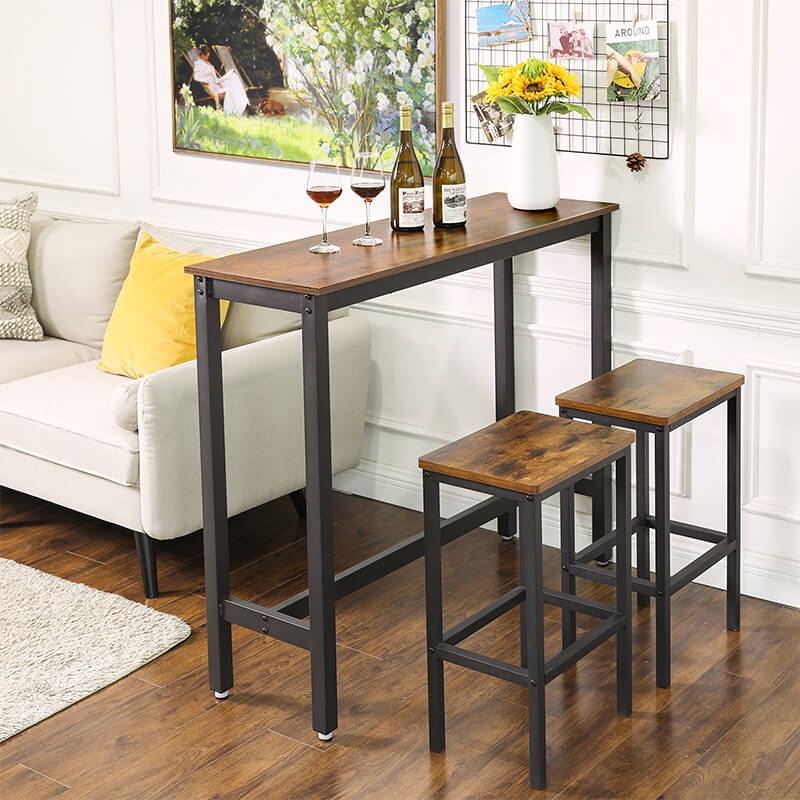 VASAGLE Bar Table Set, with 2 Stools, Dining table set, Kitchen Counter  Chairs, Industrial, Living Room - AliExpress