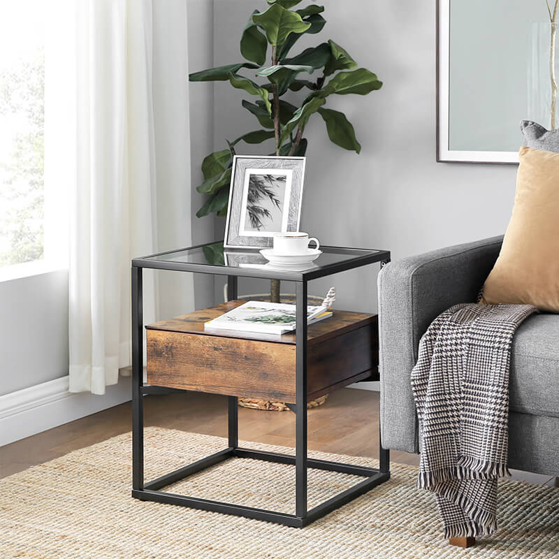 Industrial Glass Side Table