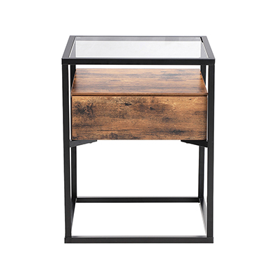 Industrial Glass Side Table