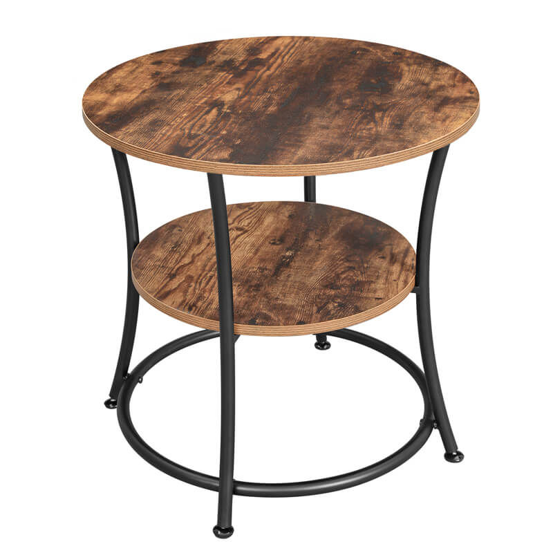 Round Sofa Table with Storage Rack VASAGLE Industrial End Table ULET57X Metal Side Table