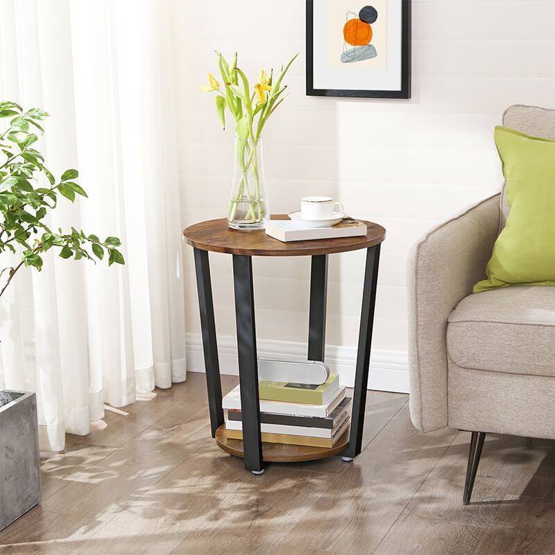 Round Sofa Table with Storage