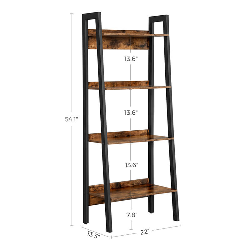4-Tier Storage Shelf and Mobile Office Cabinet with Wheels VASAGLE Ladder Shelf and Rolling File Cabinet Bundle Rustic Brown and Black ULLS054X01 and UOFC71X 