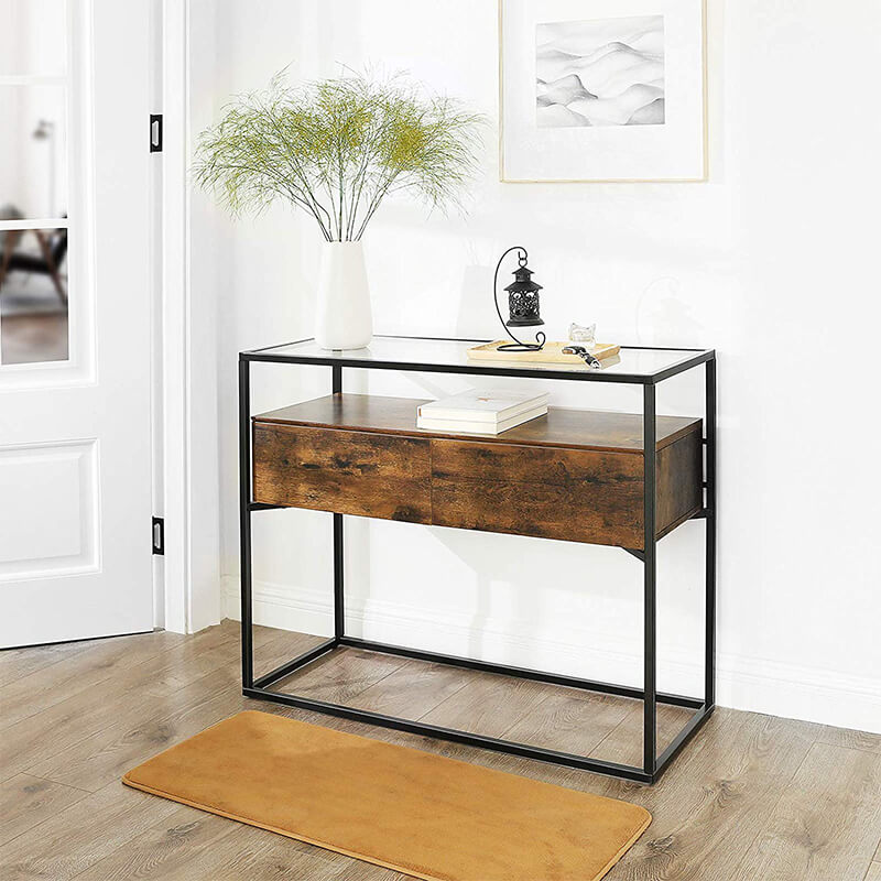 Glass Top Console Table