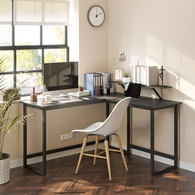 Black L-shaped Computer Desk