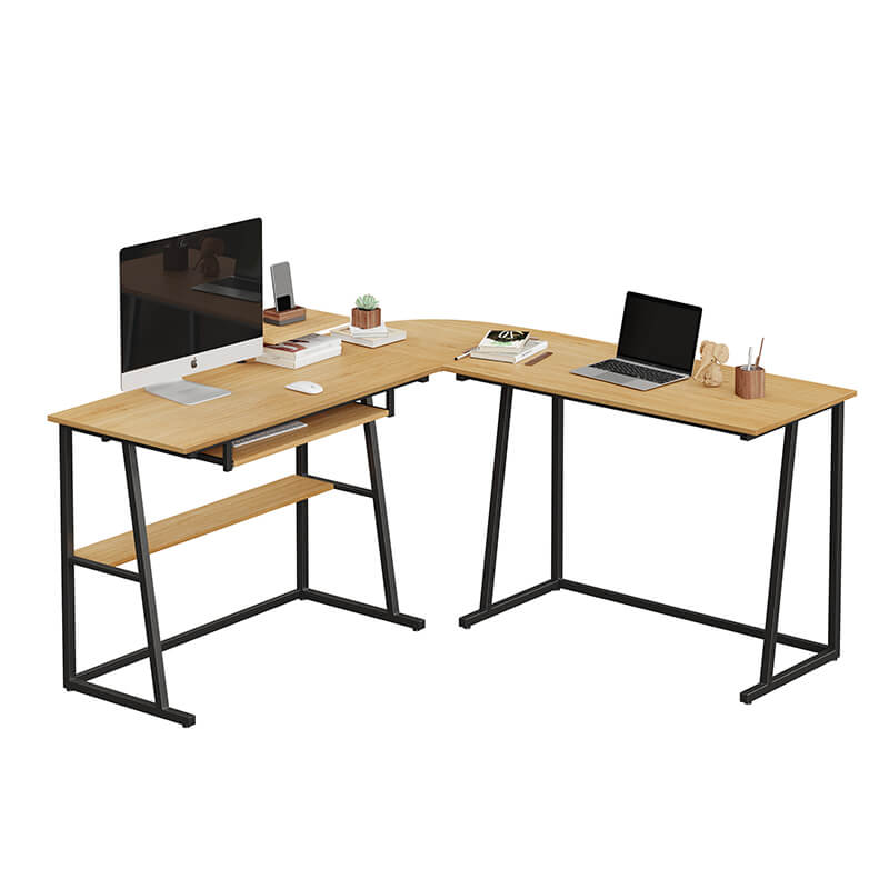 Metal Frame L-shaped Computer Desk